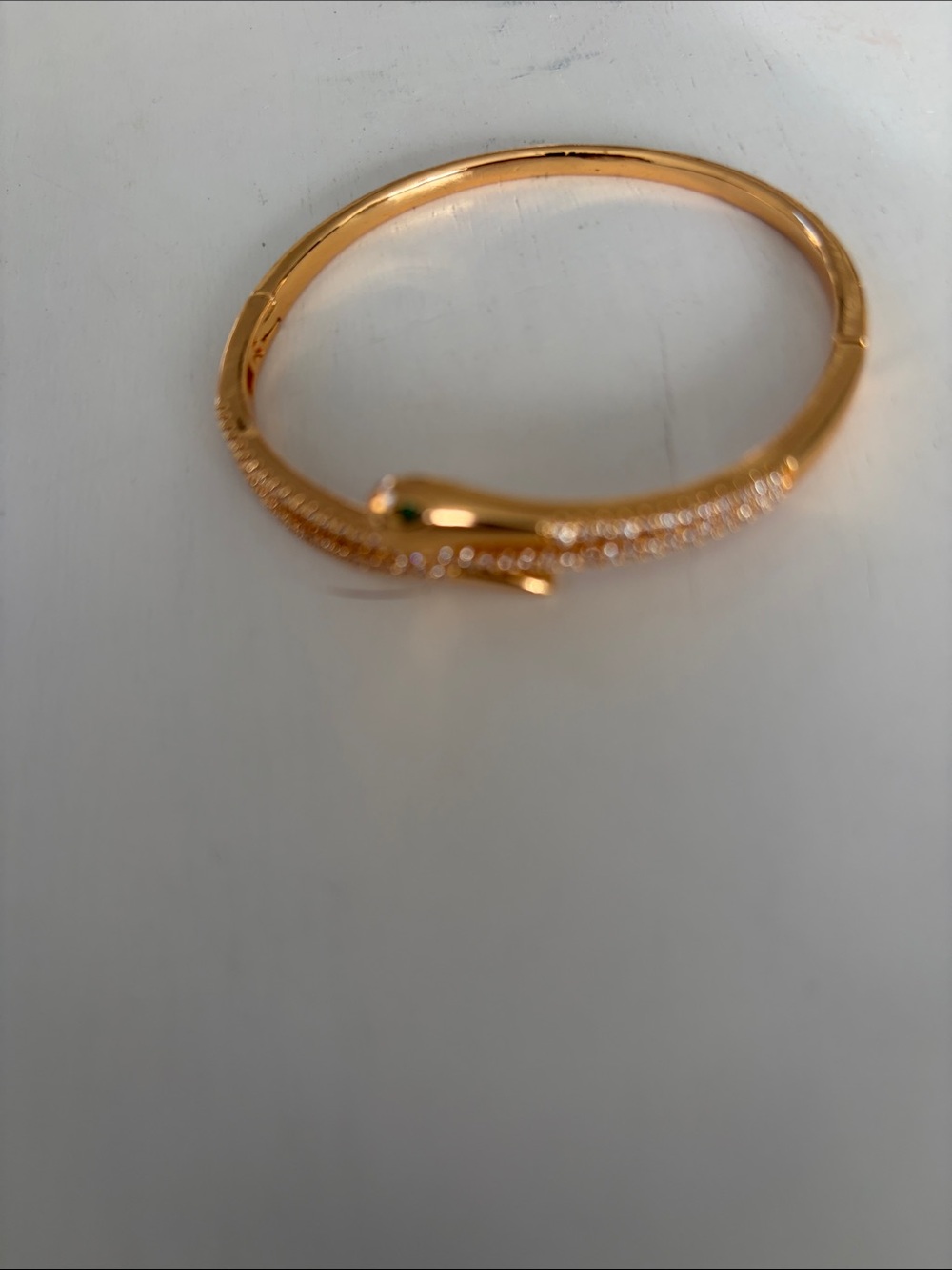 Gold Snake-Head Bangle Bracelet - Women's Jewelry